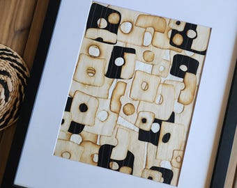 Original Abstract Collage Art: Textured Mixed Media, Black and Neutral Tones (16x20 matted) One of a kind gallery wall art