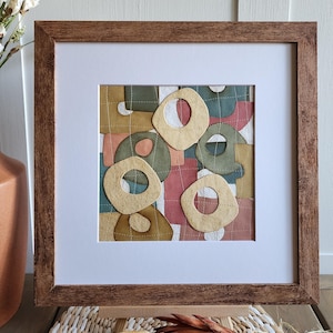 Original Abstract Collage Art: Textured Mixed Media, Organic Modern Coastal Style (12x12" Matt) One of a kind gallery wall art