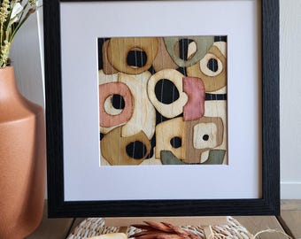 Original Abstract Collage Art, Textured Mixed Media, Neutral Organic Modern Coastal Style (12x12) One of a kind gallery wall art