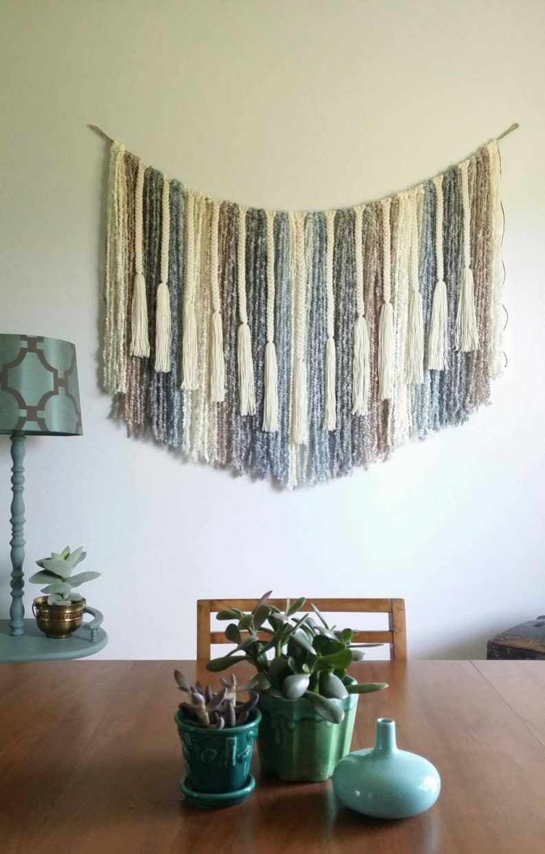 Yarn wall hanging. Large. Bohemian modern cozy. Wall banner. | Etsy