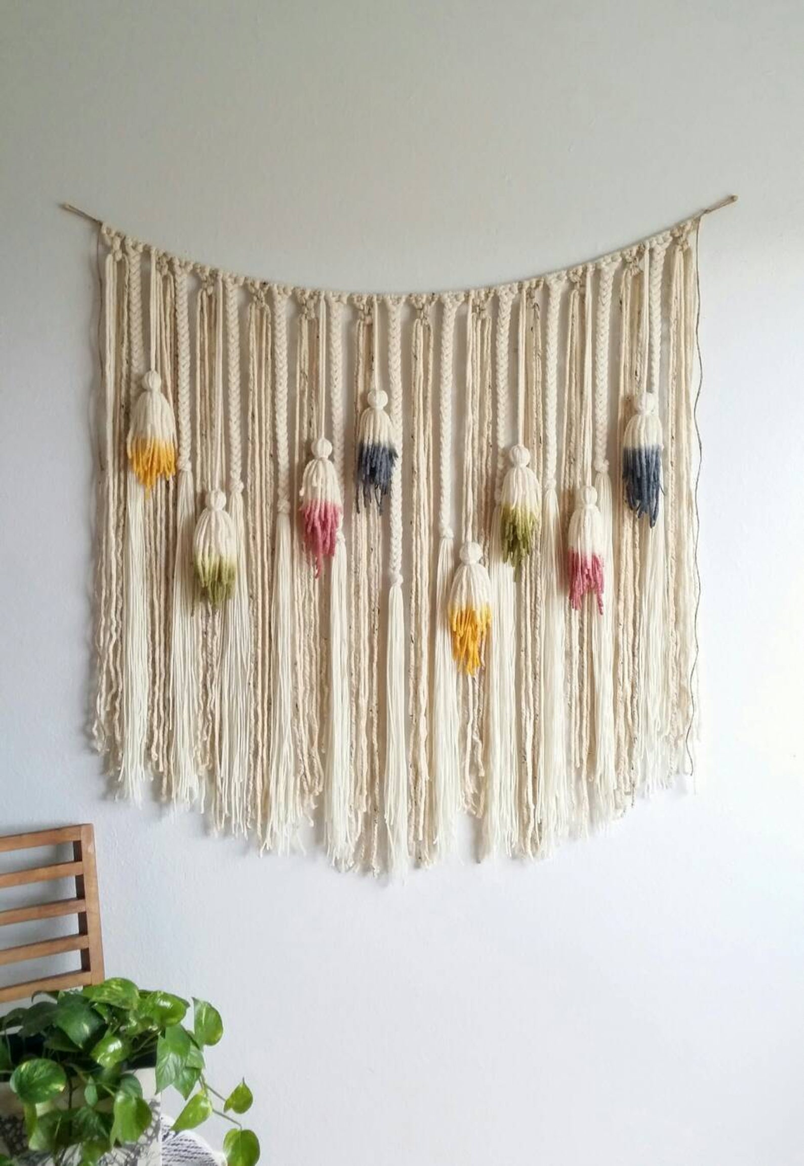 Yarn wall hanging. Macramé hanging. Large. Tassels. Bohemian. Etsy