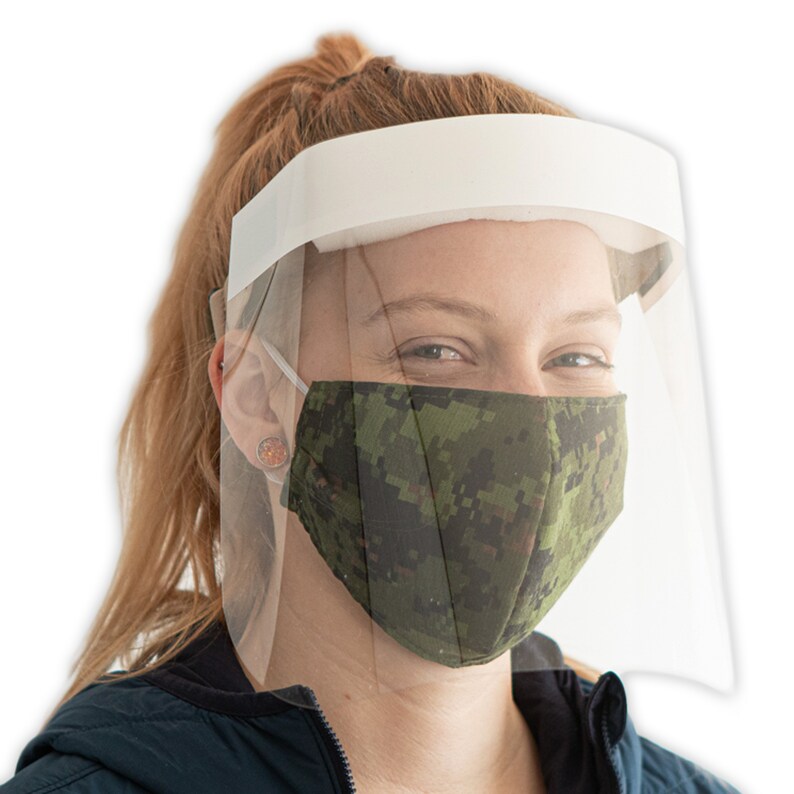 Face shield and Washable Cotton Fabric Face Mask Combo In Etsy