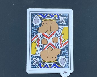 King of Spades Dog Art Sticker