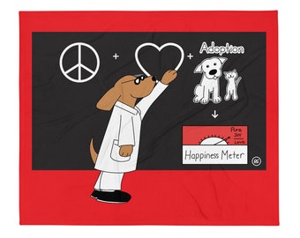 Happiness Meter Dog and Cat Art Throw Blanket