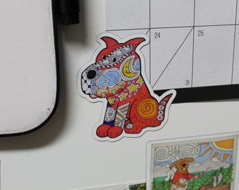 Red Zentangle Dog Magnet