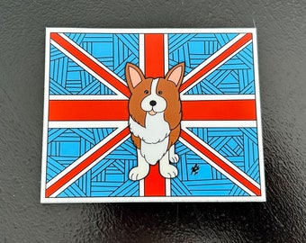 Union Jack Corgi Dog Art Sticker