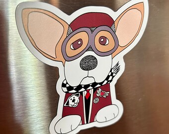 Pilot Dog Art Magnet