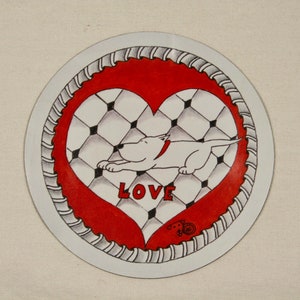 Love Refrigerator Magnet - Cartoon Dog Art
