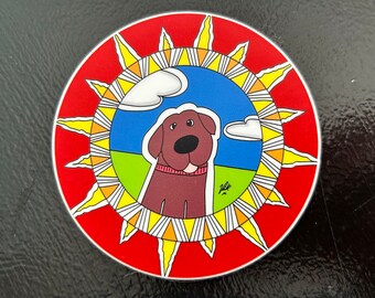 Chocolate Lab Dog Art Sticker