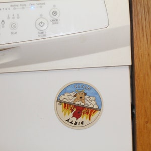 Dog Art Clean/Dirty Dishwasher Magnet * Heavenly & Devil Dog Design * Dog Lover Gift