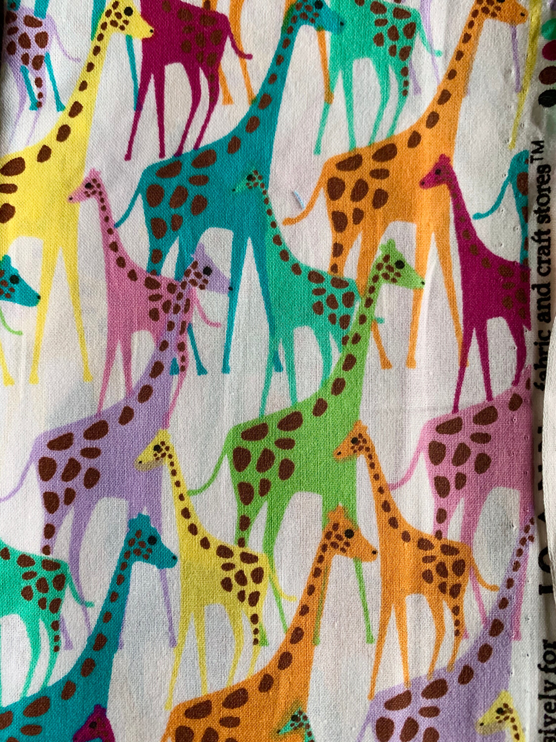 Colorful Cotton Fabric with Rainbow Giraffes Etsy