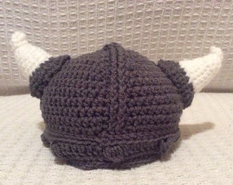 Crochet Viking Hat / Crochet Viking Helmet /  Crochet Hat / Handmade / Baby Hat / Kid’s Crochet Hat / Adult Crochet Hat