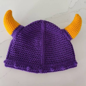 Crochet Viking Hat / Crochet Viking Helmet / Crochet Hat / Handmade / Baby Hat / Kids Crochet Hat / Adult Crochet Hat Proper Purple