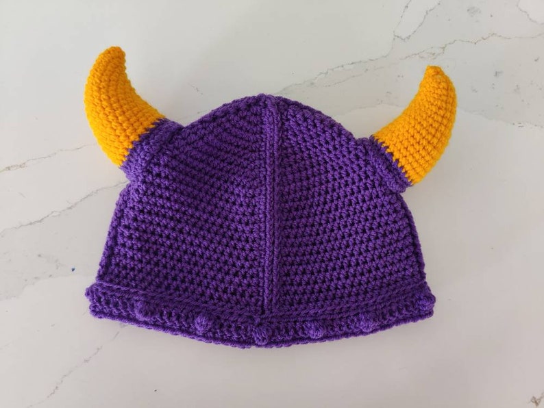 Crochet Viking Hat / Crochet Viking Helmet / Crochet Hat / Handmade / Baby Hat / Kids Crochet Hat / Adult Crochet Hat Proper Purple