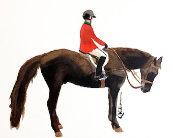 Fox Hunting Watercolor Print: Equestrian Art Gift