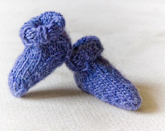 Blue Wool and Mohair Baby Socks