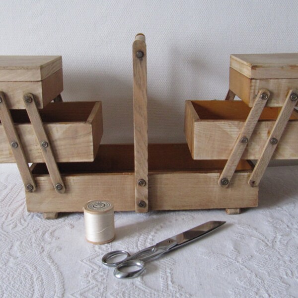 Vintage 1960 Sewing box wood