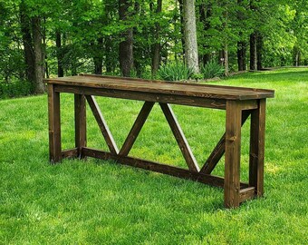 Rustic Wood Sofa Console Entry Entryway Table | Modern Farmhouse Solid Wood Table