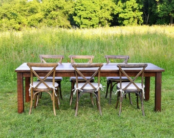 Wood Farmhouse Table | Rustic Solid Wood Beam Farmhouse Dining Room Table (Table Only)