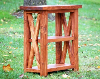 Entryway Table, Wood Table, Rustic X Mini Entry Console Small Space Saver Solid Wood Table, Side Table, Bedroom Table, End Table