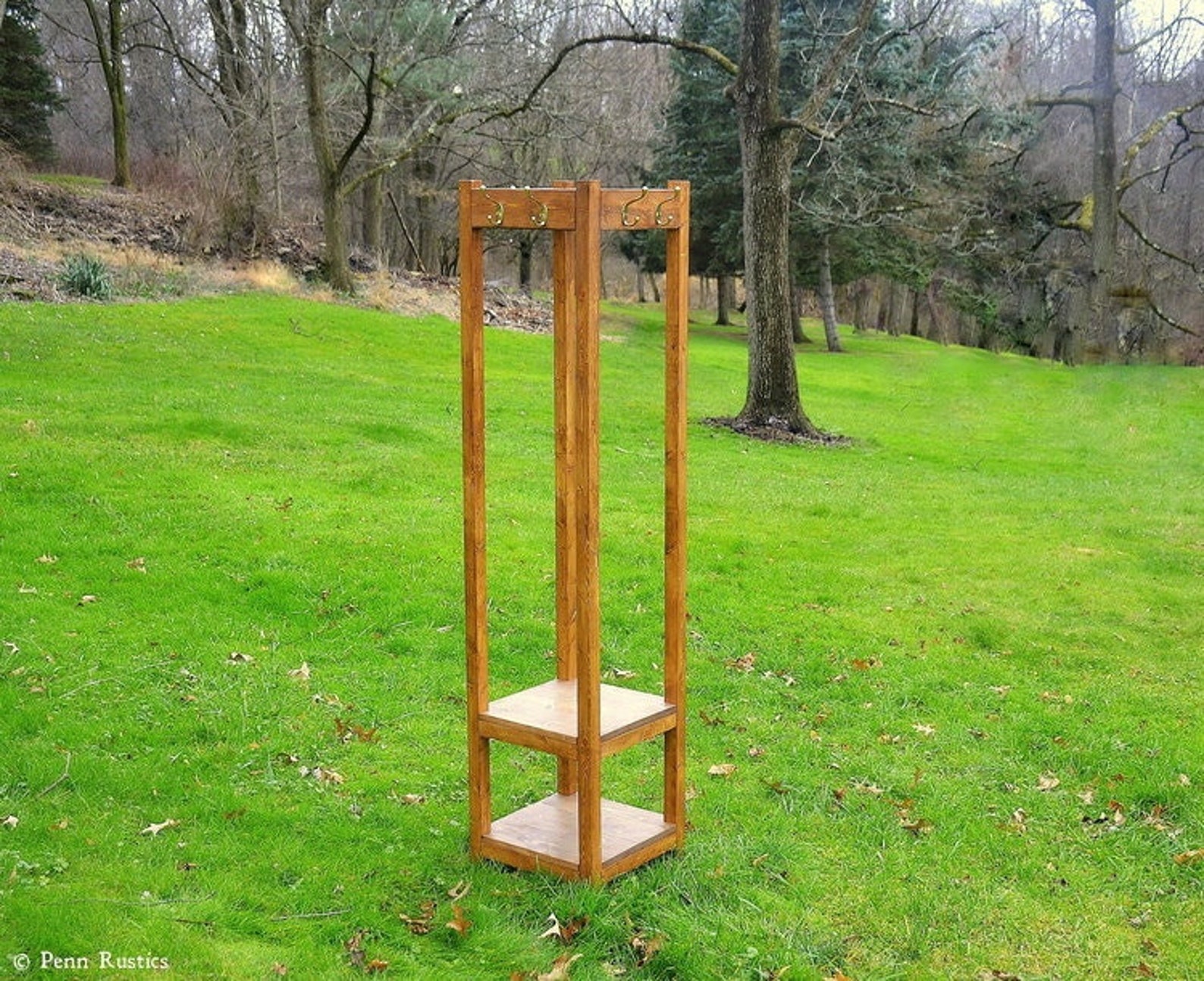 Freestanding Coat Rack With Shelf Solid Wood Space Saving Etsy