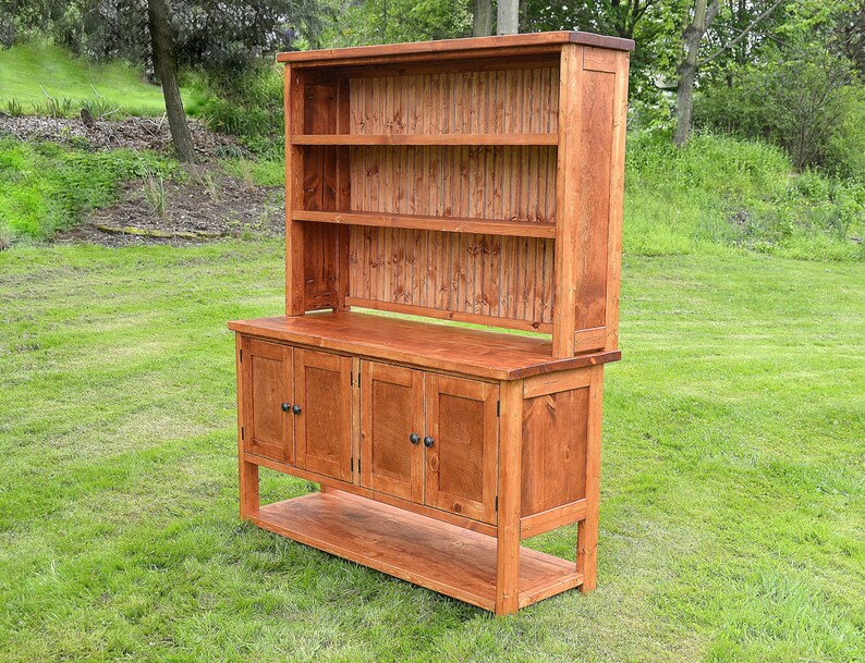 Wood Buffet Sideboard Hutch Rustic Storage Shelves Solid Wood Etsy
