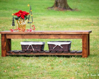 wood bench, wood bench with storage shelf, entryway mudroom solid wood bench, rustic farmhouse bench with shelf, wood shoe rack