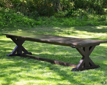 Wood Trestle Pedestal Table | Rustic X Trestle Farmhouse Solid Wood Beam Dining Room Table