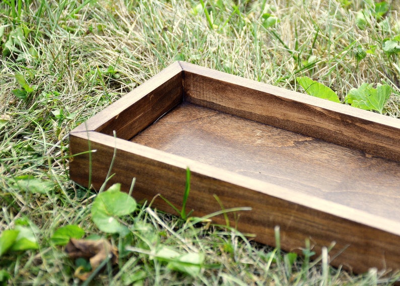 Centerpiece Box Ottoman Tray, wooden box, wood planter box, rustic wedding centerpiece, rustic box, table decor Rustic Solid Wood image 3