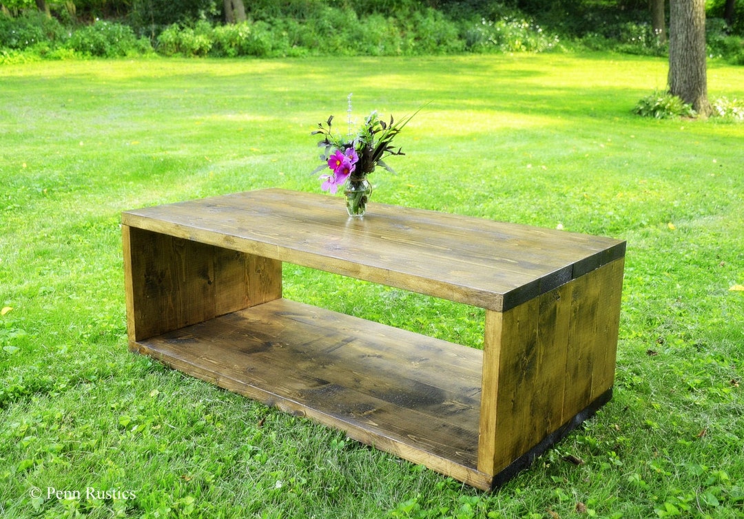 Modern Rustic Coffee Table Media Console Entertainment TV Stand Solid