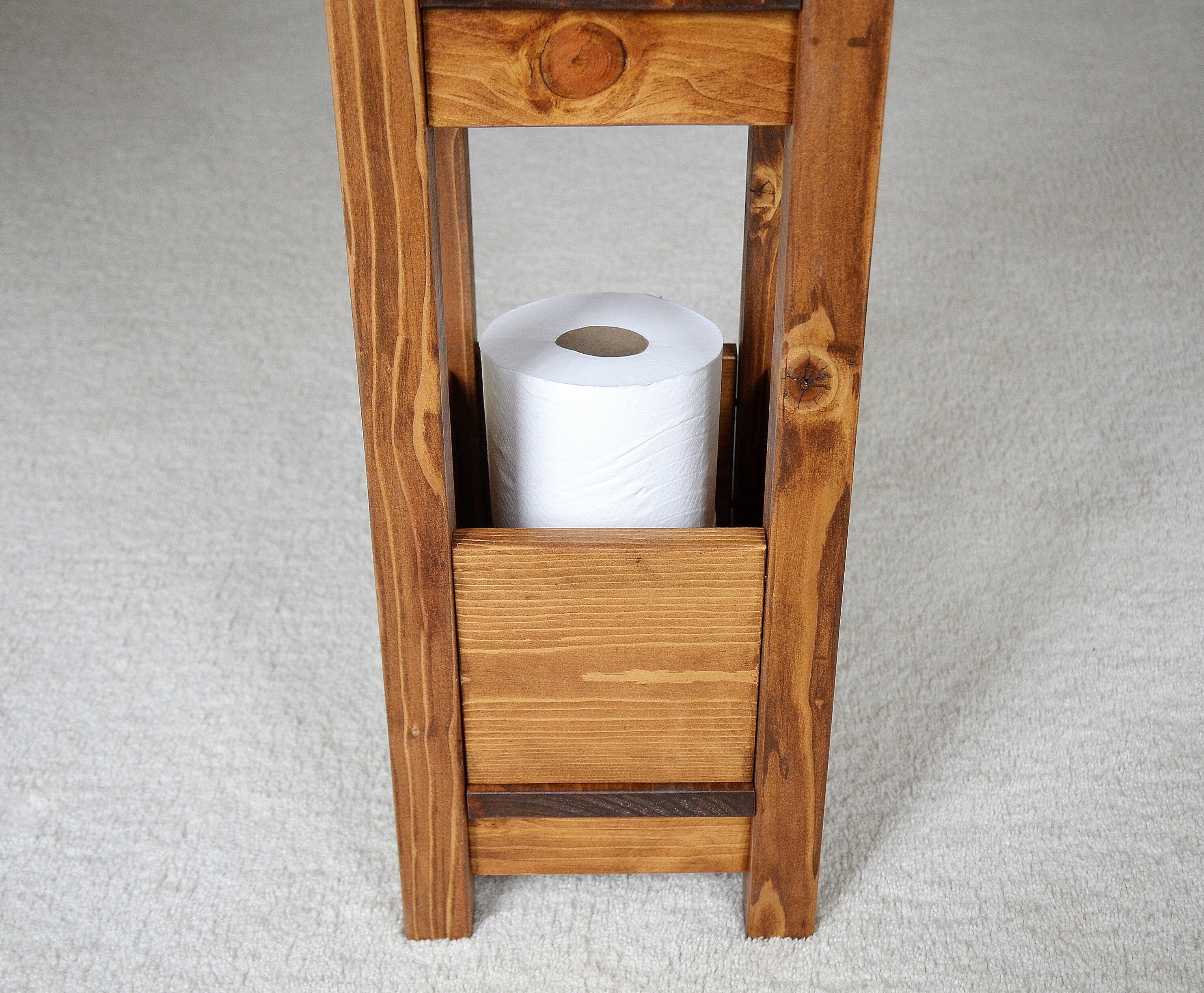 Rustic Wood Toilet Paper Holder Stand with Shelves Multiple Rolls – Father  Son Crafts