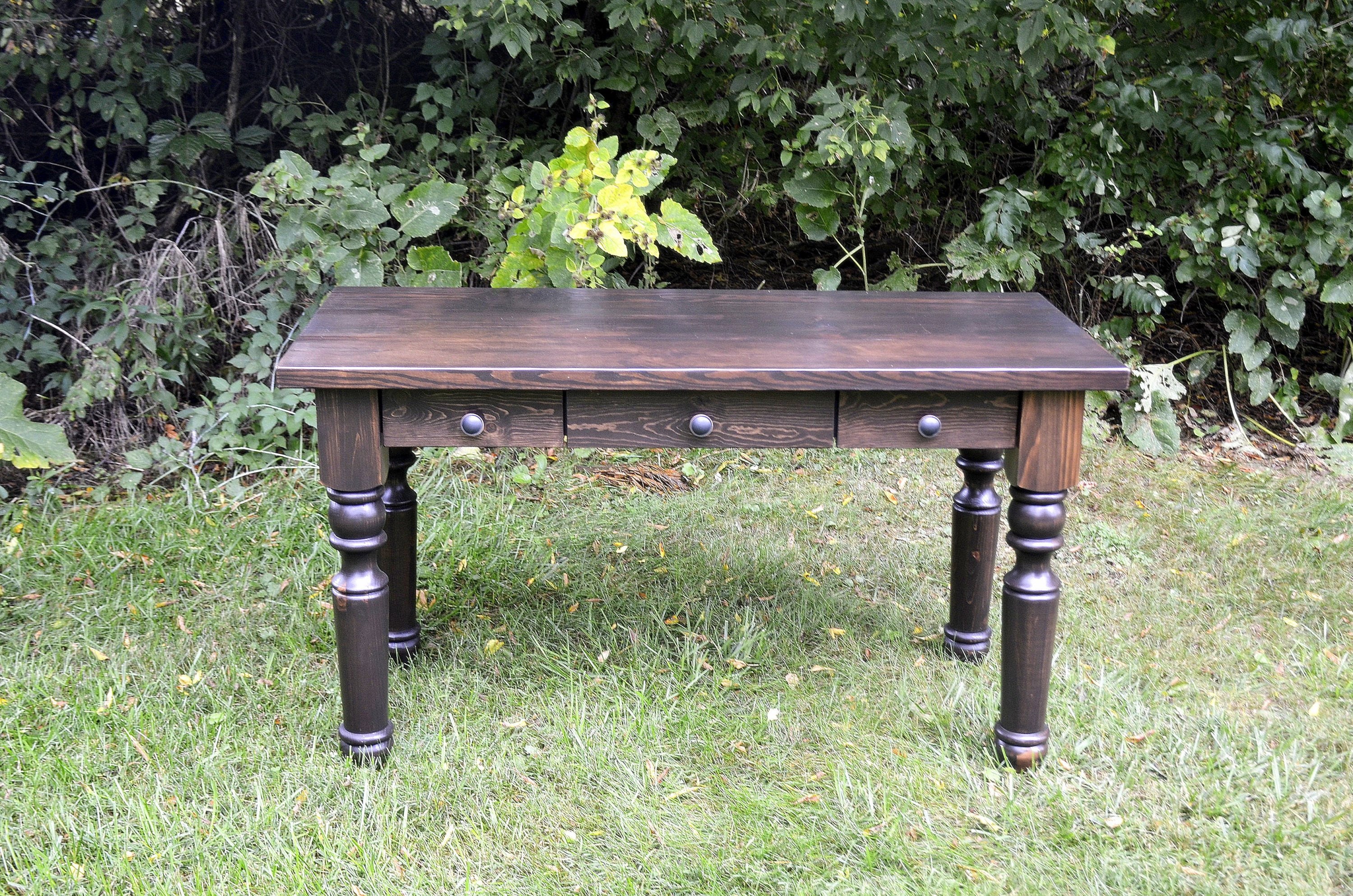 Turned Leg Wood Desk Rustic Solid Wood Office Business Work | Etsy
