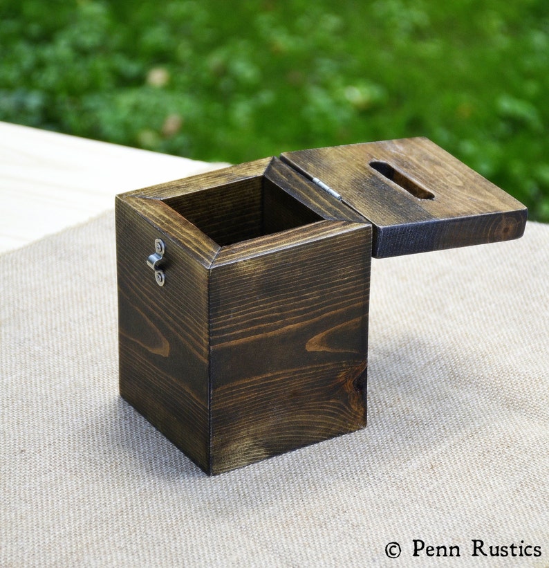 Pot à pourboires, loquet et cadenas de mariage en bois massif pour restaurant, commerce de détail, récipient pour banque, cadeau pour musicien, styliste barman image 3