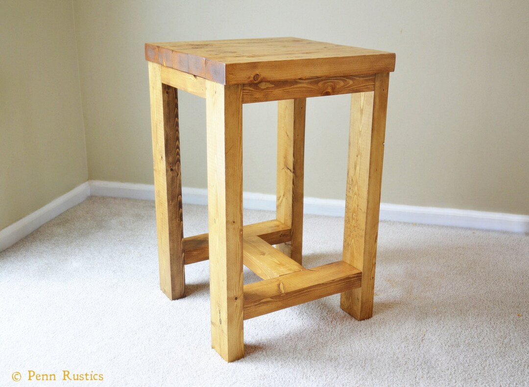 Kitchen Island Bar Stool Rustic Solid Wood Plant Stand Bed Side End ...
