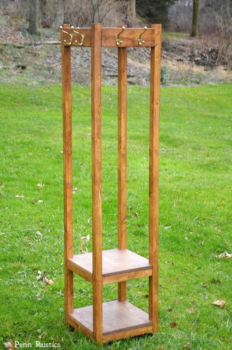 Freestanding Coat Rack with shelf Solid Wood Space Saving Etsy
