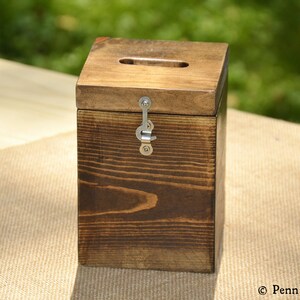 Pot à pourboires, loquet et cadenas de mariage en bois massif pour restaurant, commerce de détail, récipient pour banque, cadeau pour musicien, styliste barman image 2