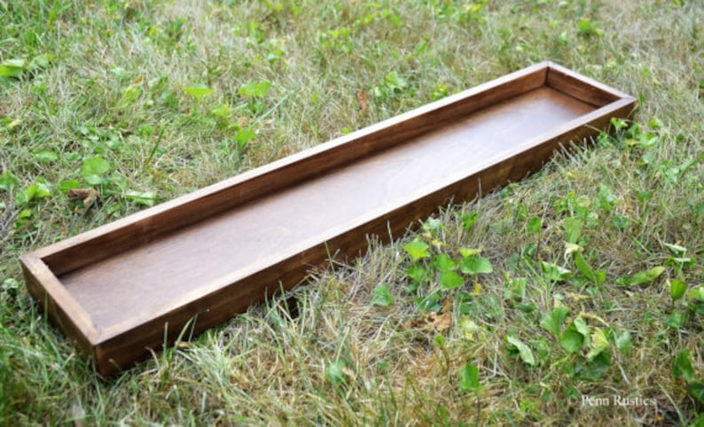 Centerpiece Box Ottoman Tray, wooden box, wood planter box, rustic wedding centerpiece, rustic box, table decor Rustic Solid Wood image 1