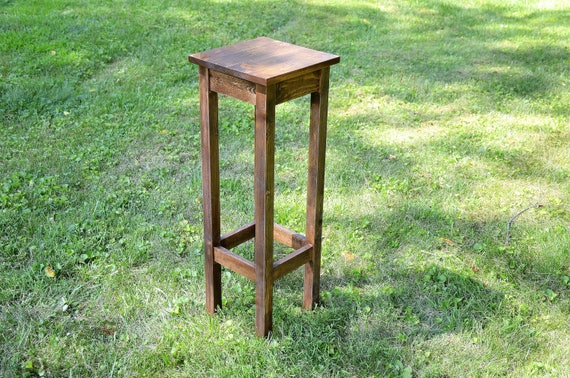 The Tee - Dark Walnut Stained Pine Side Table / Nightstand / Pot