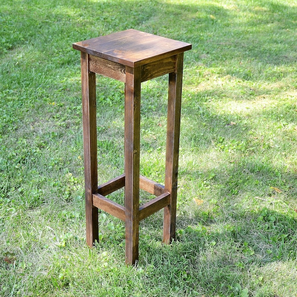 10" Square Wood Plant Stand | Indoor Plant Holder | Rustic Small Space Saver Berkey Table | Sofa Bedroom Side Table | Compact Night Stand