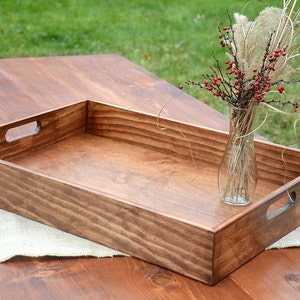 wood tray, Rustic Solid Wood Tray Farmhouse Breakfast Ottoman Serving Coffee Table Tray