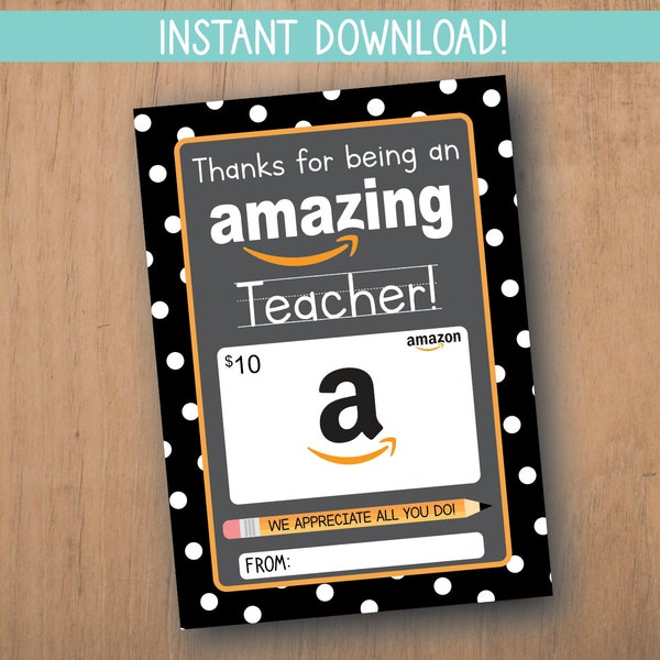 PRINTABLE Amazon gift card holder, Teacher thank you , teacher gift, Teacher appreciation, Teacher birthday, Thank you for being amazing