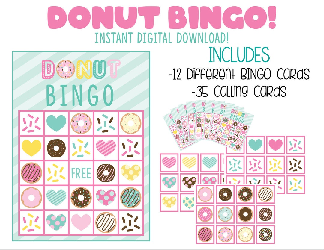 Donut Bingo Instant Digital Download Etsy