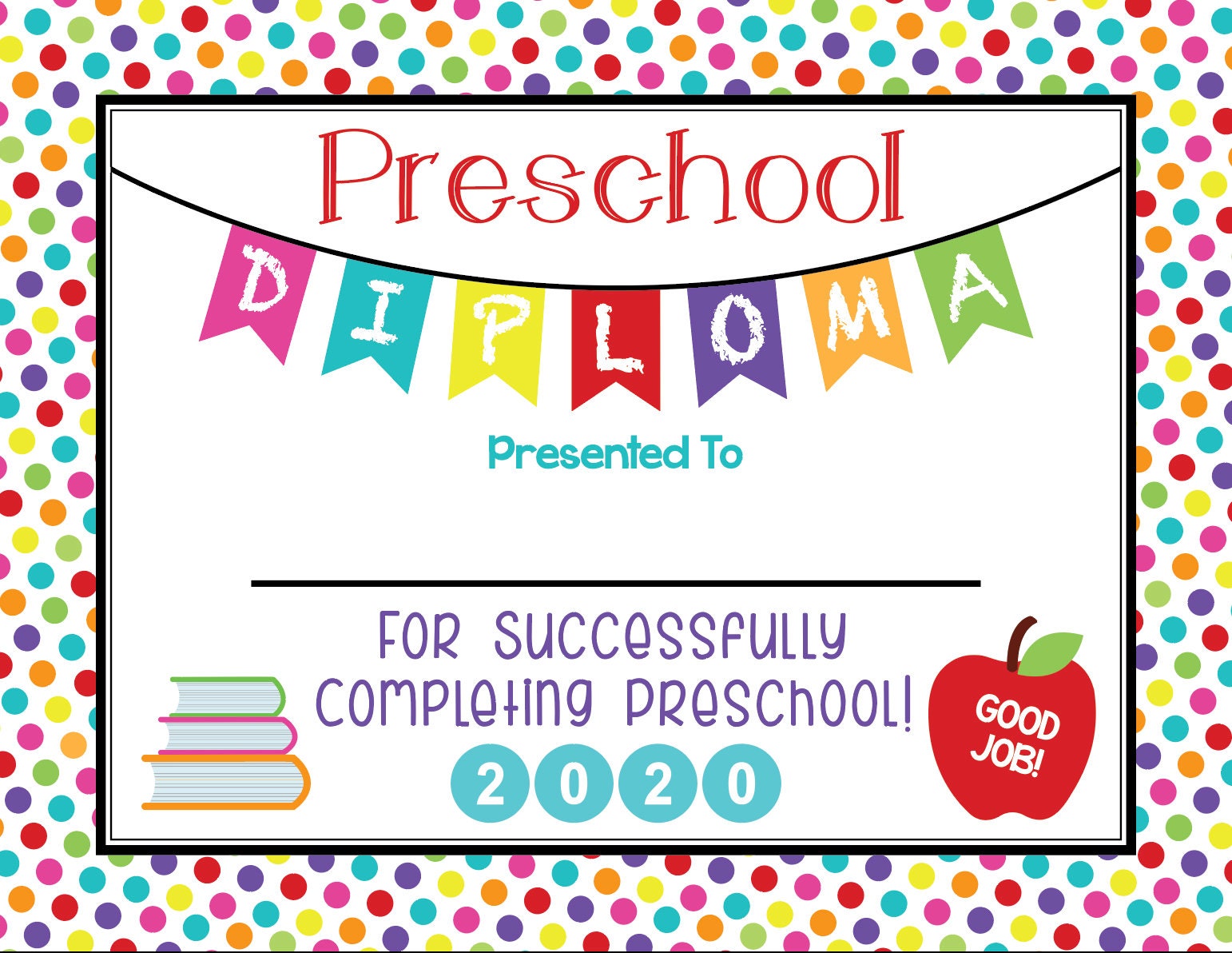 preschool graduation diploma pdf file only etsy