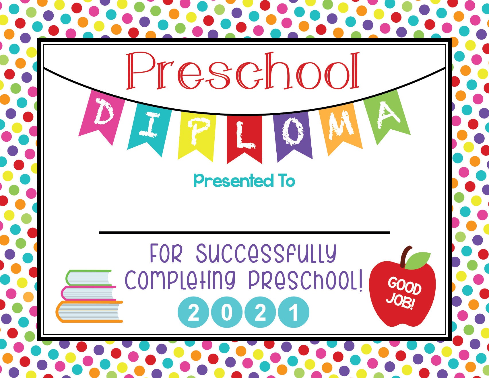printable preschool graduation diploma 2021 pdf file only