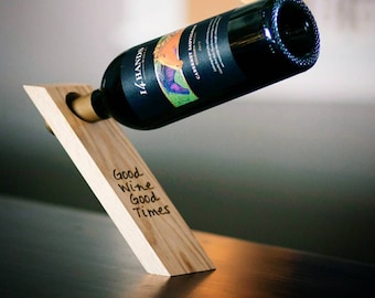 Wood Wine Bottle Balancer - Wine Bottle Hostess Gift - Gravity Defying Wine Bottle Holder