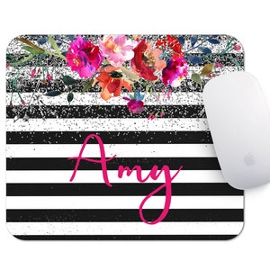 Floral Mousepad Watercolor Office Decor Personalized Mouse Pad image 1