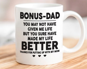 Dad Gift Coffee Mug for Stepdad, Bonus Dad Gift for Fathers Day, Step Dad Birthday Gift, Funny Stepfather Mug, Heartfelt Gift for Step Dad