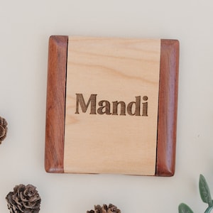 Wood Compact Mirror, Personalized Hand-Held Makeup Mirror, Travel Pocket Mirror, Gift for Her, Wooden Small Mirror, Custom Engraved Gift