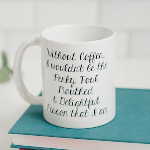 Funny Coffee Mug, Humorous Gift for Coffee Lovers, Quirky Quote Mug, Office Coffee Cup, Gift for Her, Foul Mouthed & Delightful Person
