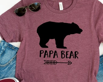 Papa Bear Shirt - Gray Mens Tee - Papa Bear Tshirt for Father's Day